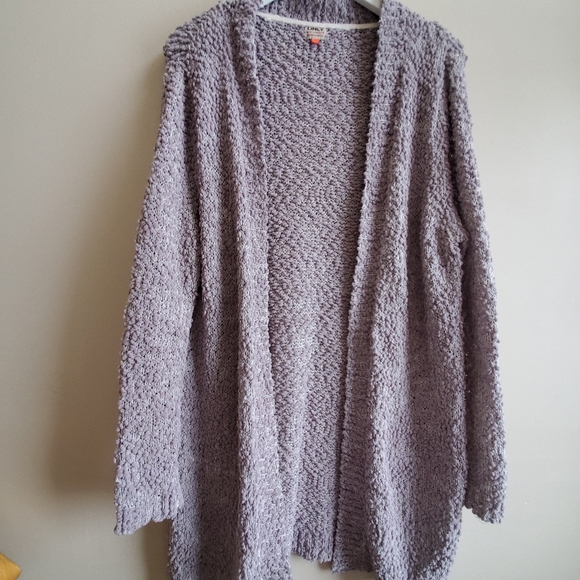Only textured yarn long sweater cardigan grey, medium - Picture 2 of 7